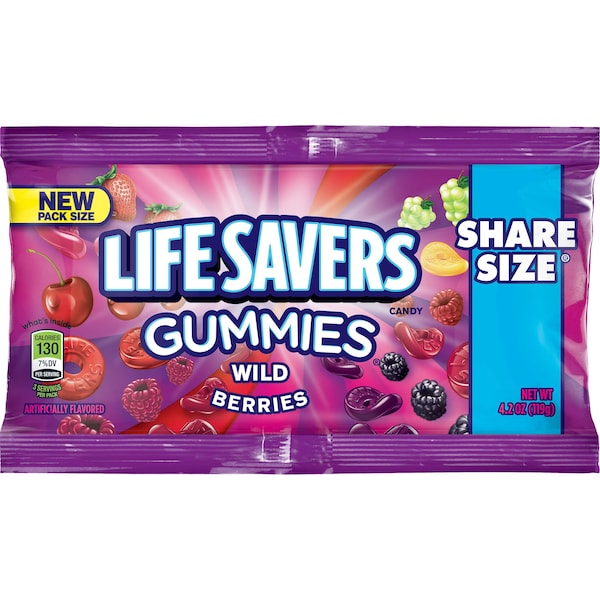 Salvavidas Salvavidas Tamaño Compartido Gomitas Sabor Baya Silvestre 4.2 oz. Bolsa, PK90 -301266