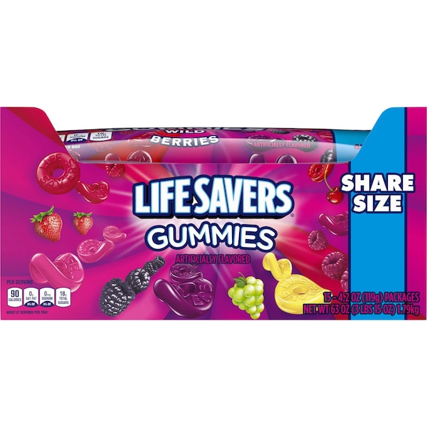 Salvavidas Salvavidas Tamaño Compartido Gomitas Sabor Baya Silvestre 4.2 oz. Bolsa, PK90 -301266