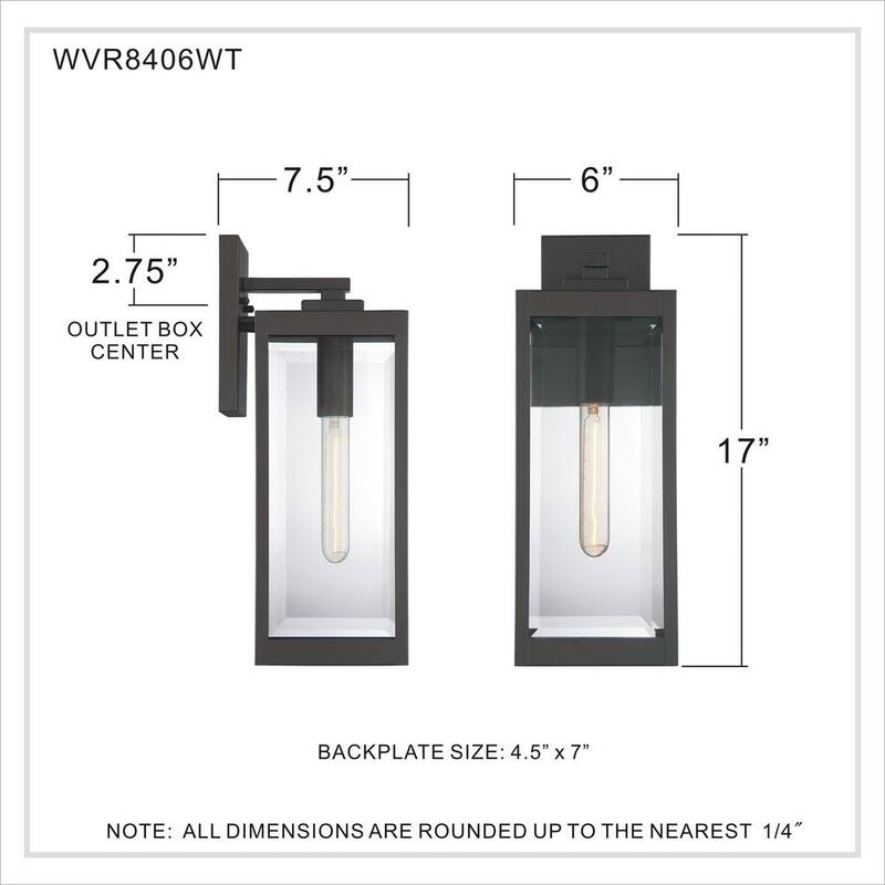 Lámpara de pared para exteriores de bronce occidental Quoizel Westover de 1 luz - WVR8406WT
