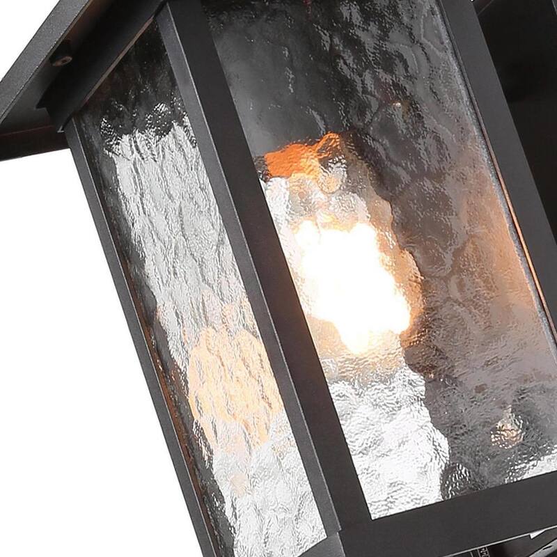 Aplique Modern Black Outdoor Wall Sconce, Farol de Granja Estilo Coach con Pantalla de Cristal de Agua, Iluminación de 1 Luz para Porche, Patio o Terraza - ZMI7N2HD13501F6
