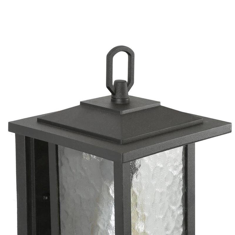 Aplique Modern Black Outdoor Wall Sconce, Farol de Granja Estilo Coach con Pantalla de Cristal de Agua, Iluminación de 1 Luz para Porche, Patio o Terraza - ZMI7N2HD13501F6