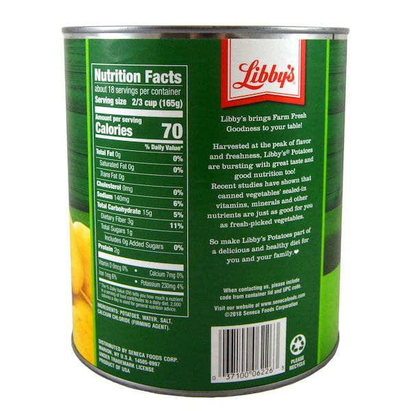 Papas enteras de lujo Libby's Libby's de 75 piezas 102 oz., Paquete de 6 - F003710096226