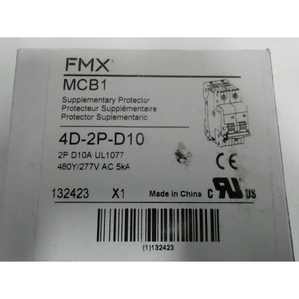 Fmx 2P 10A AMP 480V-AC MINIATURE CIRCUIT BREAKER - MCB1 4D-2P-D10