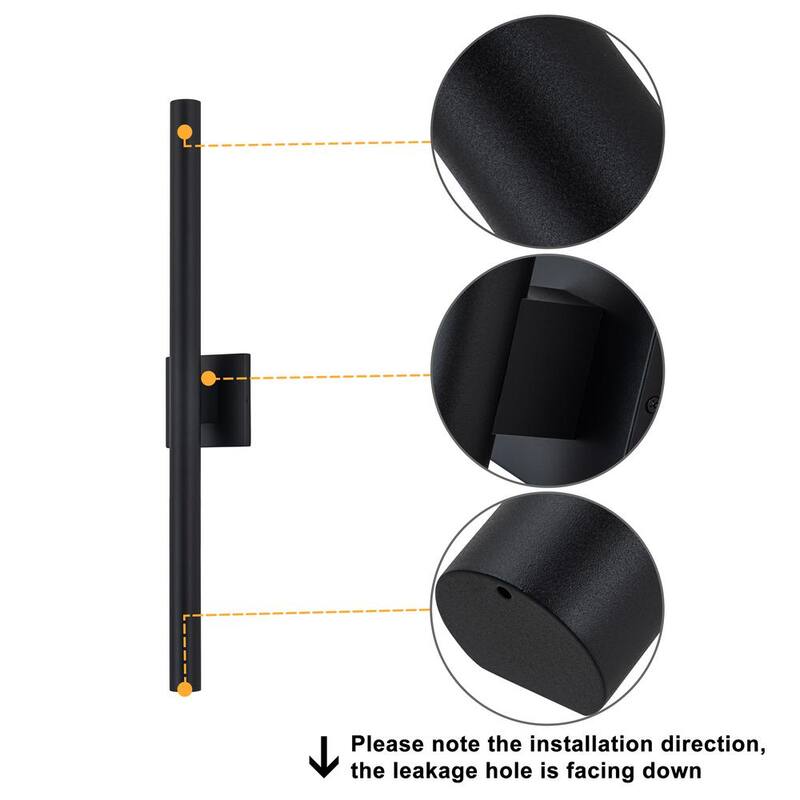 C Cattleya 26 pulgadas Negro 2-Luz 26-Watt Regulable LED Exterior Hardwired Linterna de Pared Lámpara de Aplique con Difusor de Vidrio Esmerilado - HLA2479-SW