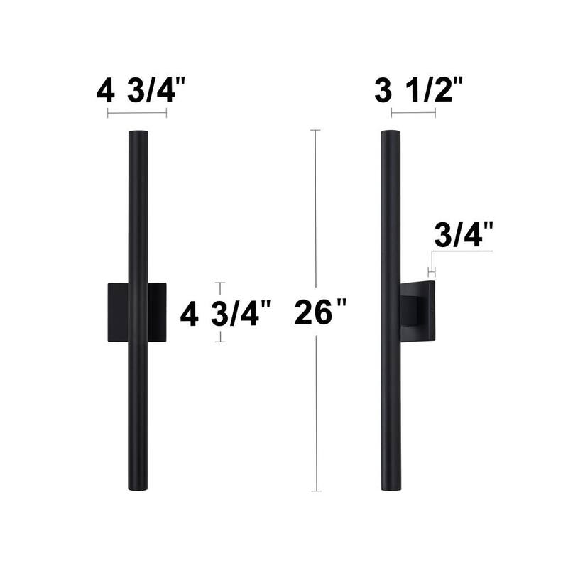 C Cattleya 26 pulgadas Negro 2-Luz 26-Watt Regulable LED Exterior Hardwired Linterna de Pared Lámpara de Aplique con Difusor de Vidrio Esmerilado - HLA2479-SW