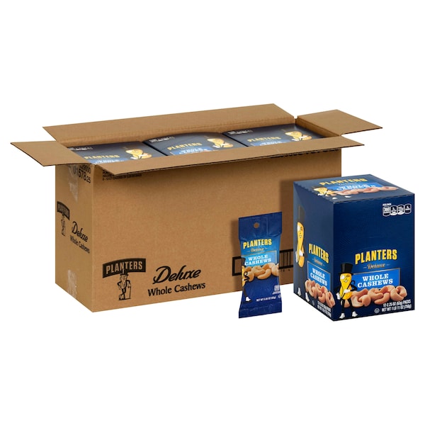 Tubo de 2.25 oz de Cacahuates Deluxe Cashews de Kraft Planters, PK72 - 00029000015784