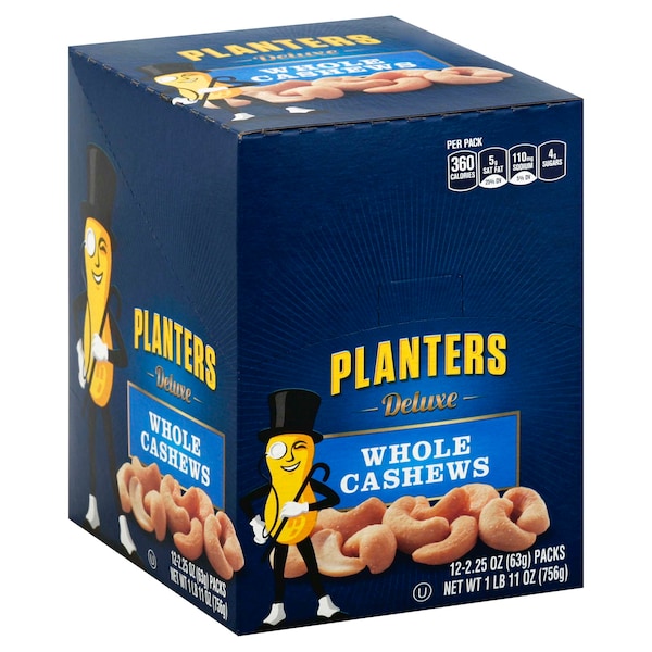 Tubo de 2.25 oz de Cacahuates Deluxe Cashews de Kraft Planters, PK72 - 00029000015784