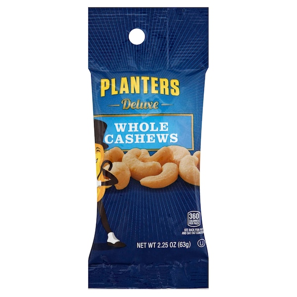 Tubo de 2.25 oz de Cacahuates Deluxe Cashews de Kraft Planters, PK72 - 00029000015784