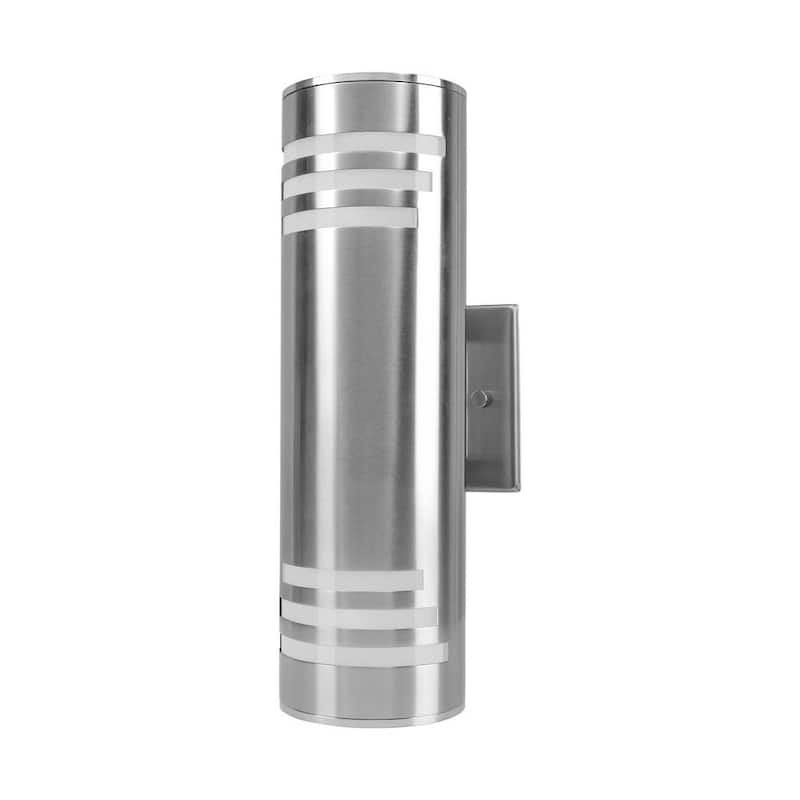 ZACHVO Lámpara de pared de exterior con armazón de plata con dos luces - Sconce Armada con instalación eléctrica - X001QJJIPD