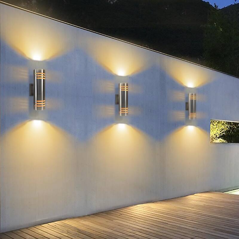 ZACHVO Lámpara de pared de exterior con armazón de plata con dos luces - Sconce Armada con instalación eléctrica - X001QJJIPD
