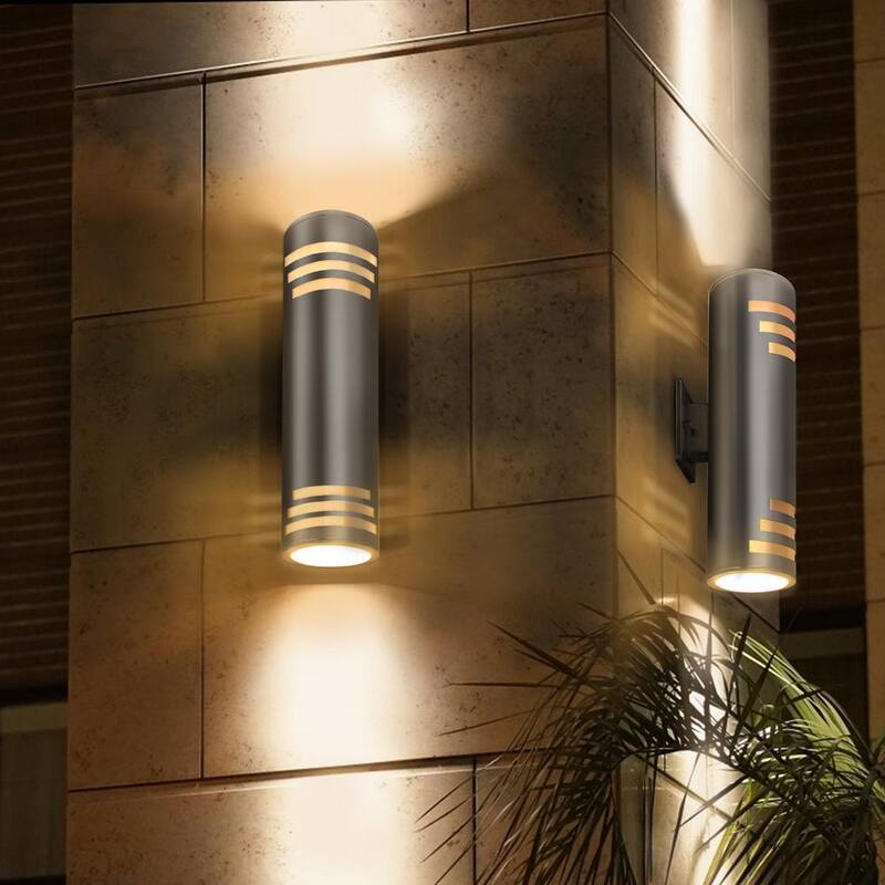 ZACHVO Lámpara de pared de exterior con armazón de plata con dos luces - Sconce Armada con instalación eléctrica - X001QJJIPD