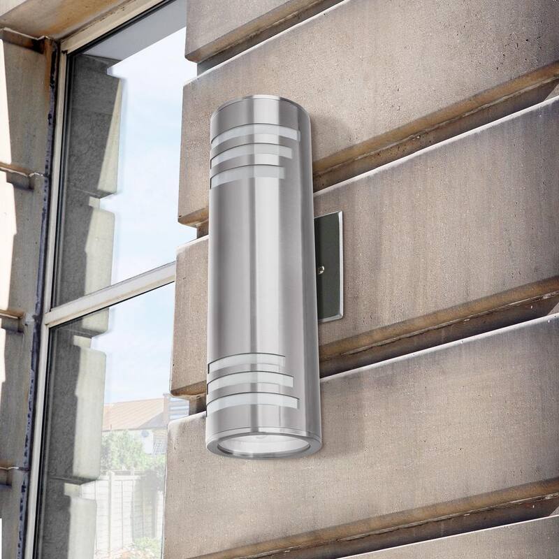 ZACHVO Lámpara de pared de exterior con armazón de plata con dos luces - Sconce Armada con instalación eléctrica - X001QJJIPD