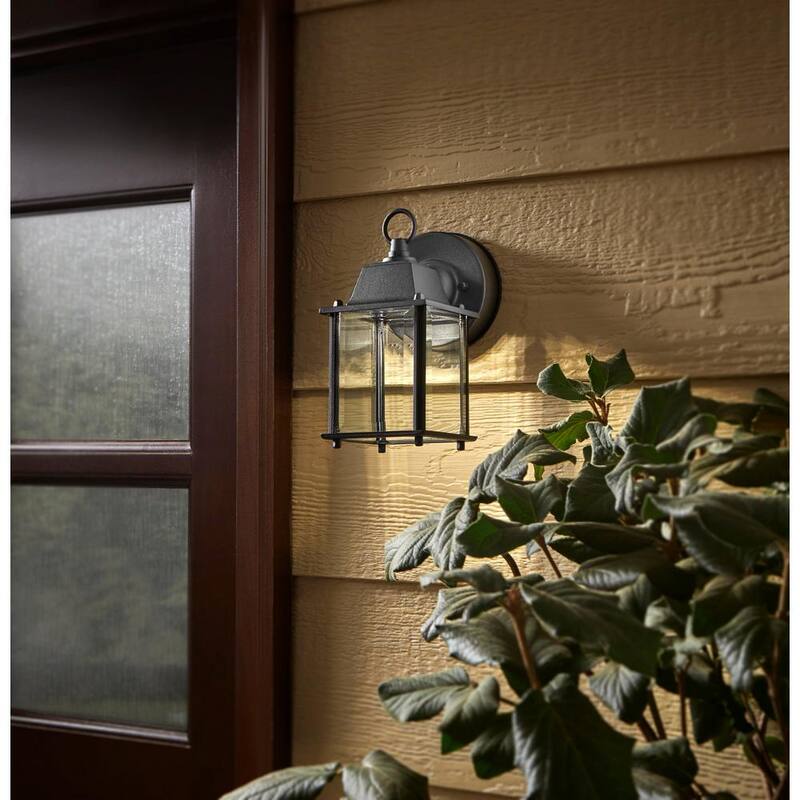 Lámpara de pared con luz LED integrada de Hampton Bay de 8.375 pulgadas en negro para uso en exteriores (Paquete de 2) - HB7002-05-2