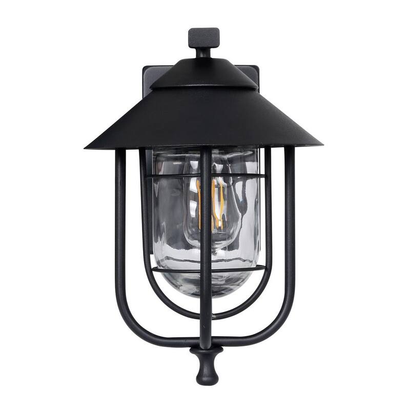 Honeywell 1-Light Negro Lámpara de Pared Redonda al Aire Libre con Sensor de Anochecer a Amanecer - SS01GG010800