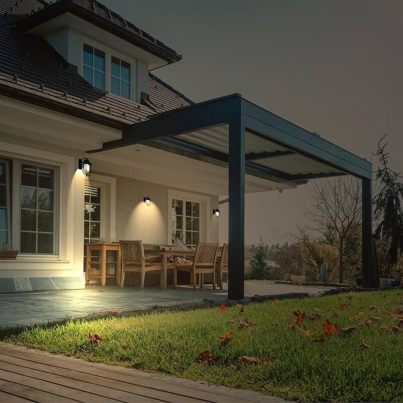 Honeywell 1-Light Negro Lámpara de Pared Redonda al Aire Libre con Sensor de Anochecer a Amanecer - SS01GG010800