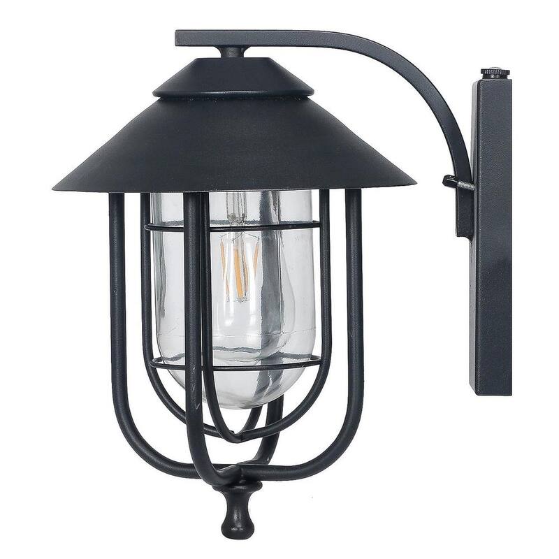 Honeywell 1-Light Negro Lámpara de Pared Redonda al Aire Libre con Sensor de Anochecer a Amanecer - SS01GG010800