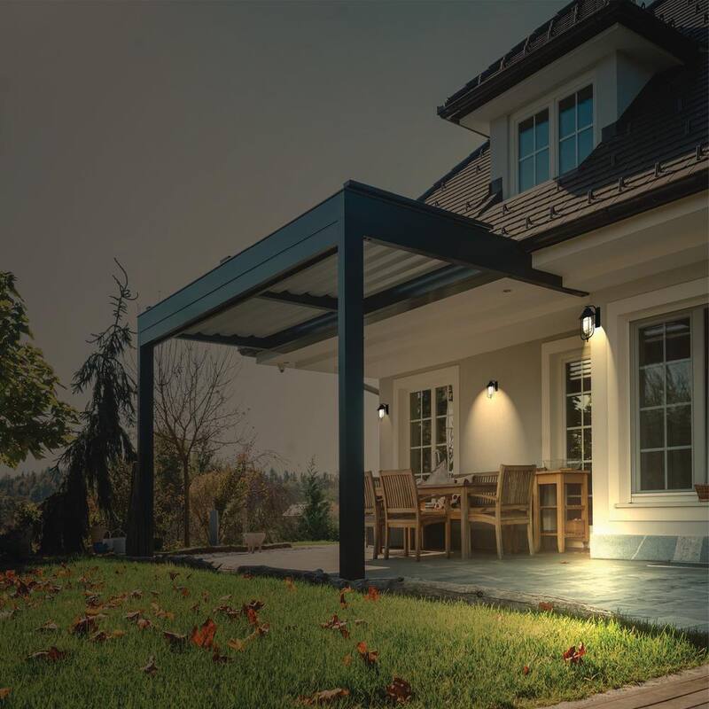 Honeywell 1-Light Negro Lámpara de Pared Redonda al Aire Libre con Sensor de Anochecer a Amanecer - SS01GG010800