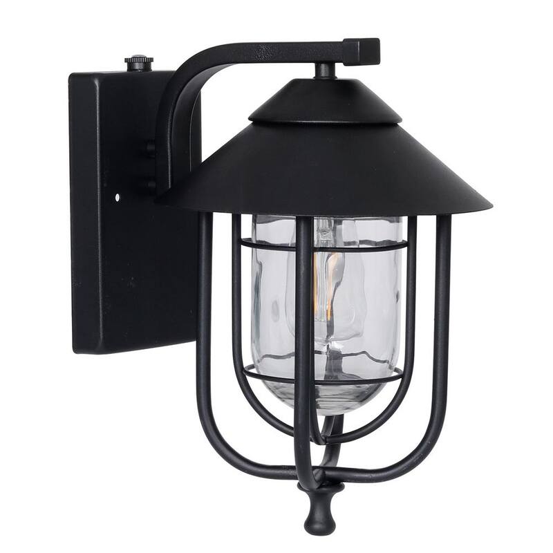 Honeywell 1-Light Negro Lámpara de Pared Redonda al Aire Libre con Sensor de Anochecer a Amanecer - SS01GG010800