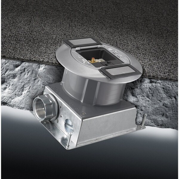 Hubbell Wiring Device-Kellems Electrical Box, Floor Box Type, Steel, Round Shape - S1SFBAV