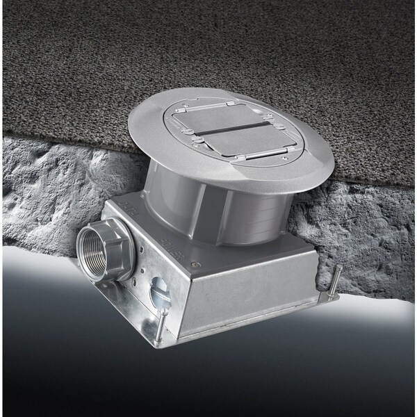 Hubbell Wiring Device-Kellems Electrical Box, Floor Box Type, Steel, Round Shape - S1SFBAV