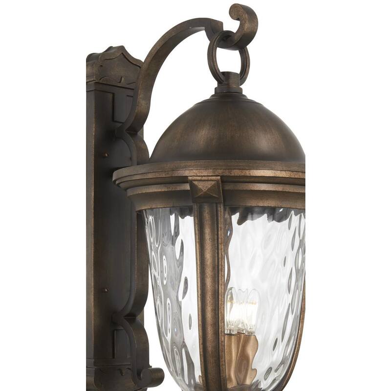 Linterna de pared exterior Minka Lavery Havenwood de 5 luces en bronce Tauira y alder plateado con vidrio martillado transparente, cableado duro - 73245-748.