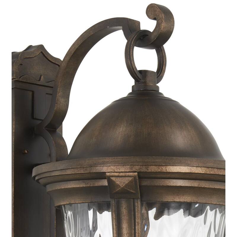 Linterna de pared exterior Minka Lavery Havenwood de 5 luces en bronce Tauira y alder plateado con vidrio martillado transparente, cableado duro - 73245-748.