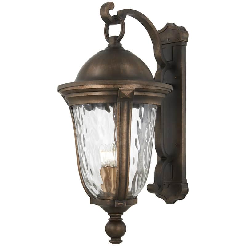 Linterna de pared exterior Minka Lavery Havenwood de 5 luces en bronce Tauira y alder plateado con vidrio martillado transparente, cableado duro - 73245-748.