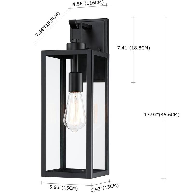 Pia Ricco 1-Luz Aplique de Pared Exterior Impermeable Negro para Exteriores - 1JAY-12191M