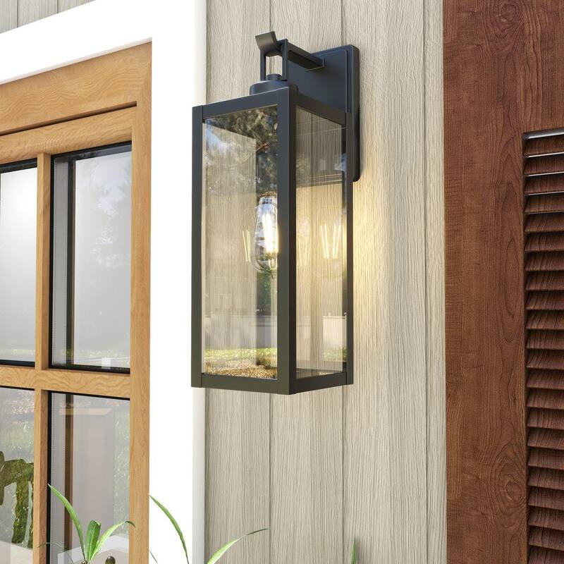 Pia Ricco 1-Luz Aplique de Pared Exterior Impermeable Negro para Exteriores - 1JAY-12191M