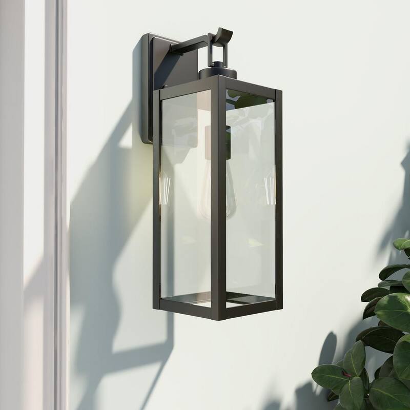 Pia Ricco 1-Luz Aplique de Pared Exterior Impermeable Negro para Exteriores - 1JAY-12191M