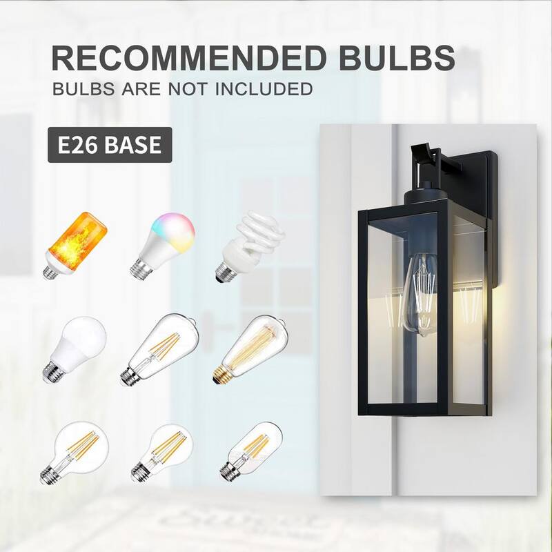 Pia Ricco 1-Luz Aplique de Pared Exterior Impermeable Negro para Exteriores - 1JAY-12191M