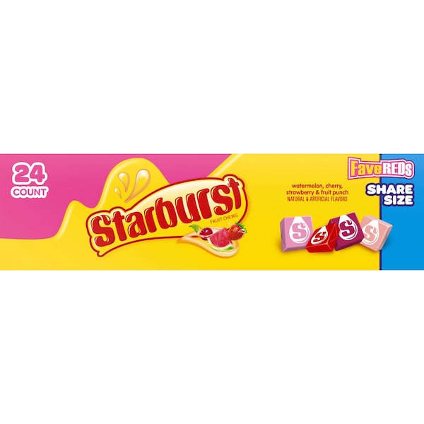 Starburst Favereds Dulce de Fruta con Masticable, 3.45 oz., PK144 - 282807