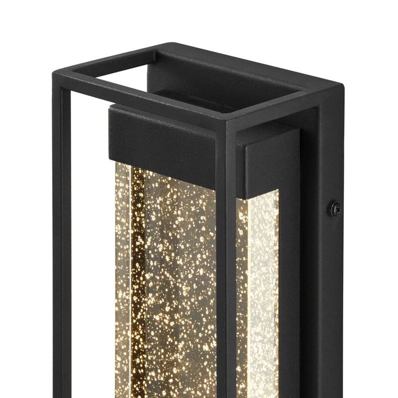 Lámpara de pared para exteriores Hampton Bay Lindley de 12.38 pulgadas, moderna con 1 luz, acabado mate negro, conectado directamente a la corriente eléctrica, con marco doble de burbujas (paquete de 1) - WWL-009-M-MB
