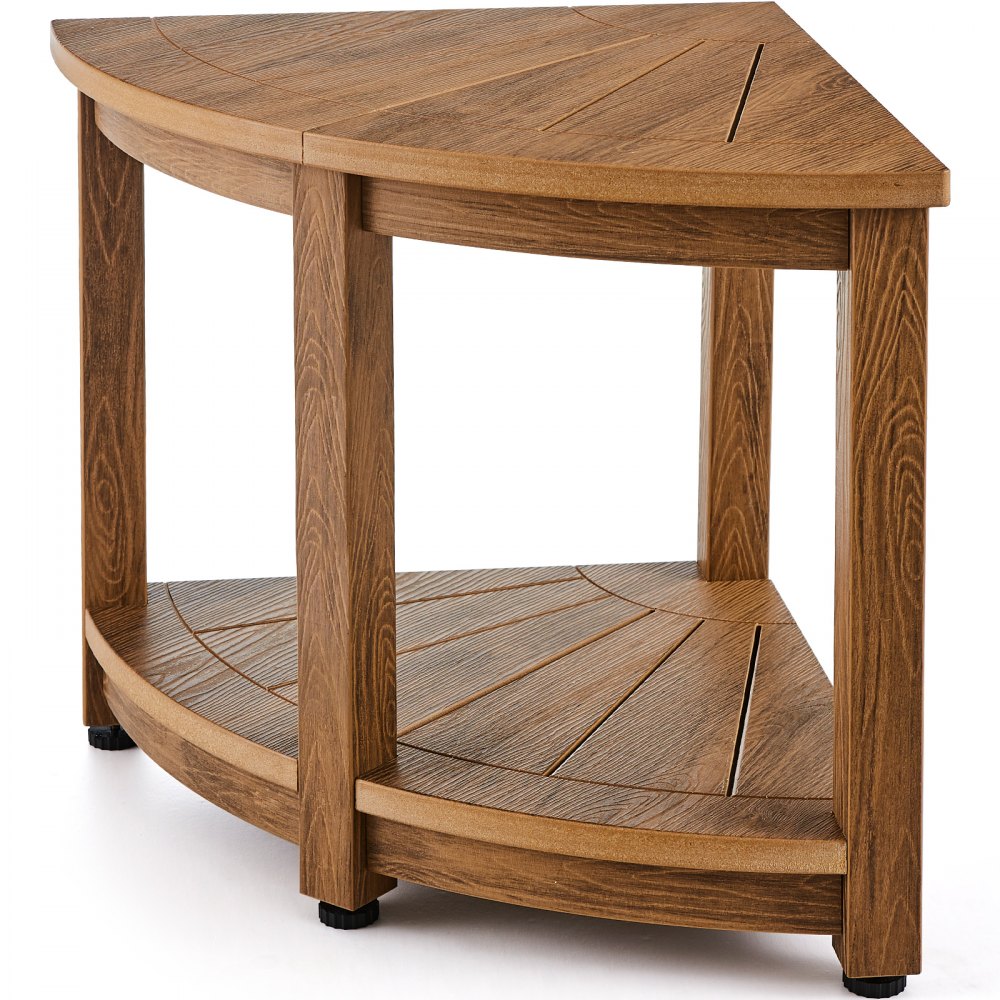 VEVOR Corner Shower Bench, 18.5" Height 17.75" Radius, Faux Wood Grain Polystyrene, 350 LBS with Storage Shelf, Water Resistant, Shower Stool for Inside & Outside Shower, for Bathroom, Living Room - CWDSL1775INCVD6RIV0