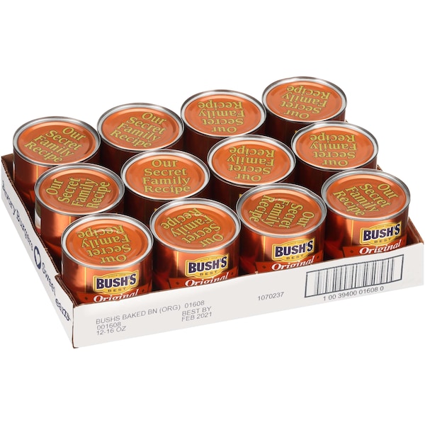 Judías Horneadas Original de Bush's Best en lata de 16 oz, paquete de 12 - 01608