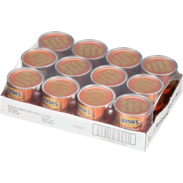Judías Horneadas Original de Bush's Best en lata de 16 oz, paquete de 12 - 01608