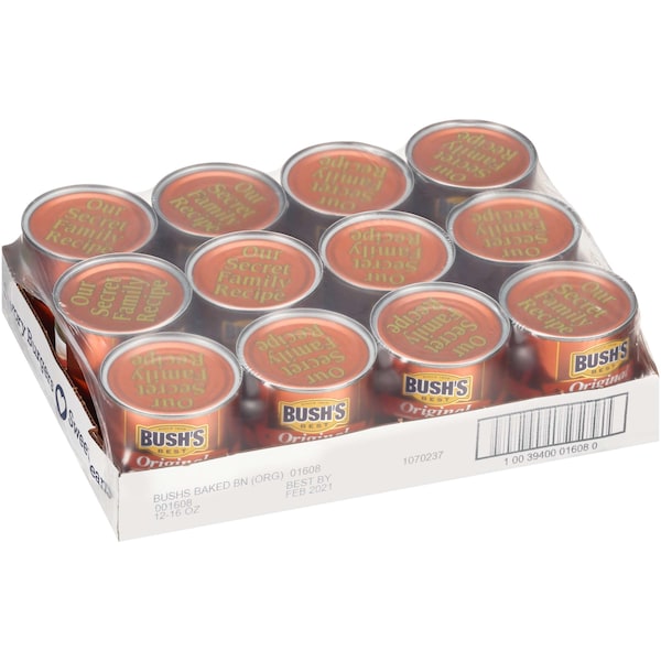 Judías Horneadas Original de Bush's Best en lata de 16 oz, paquete de 12 - 01608