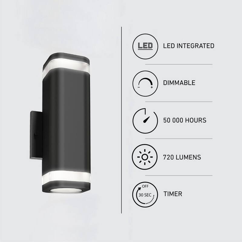 Artika Stark Negro Moderno Inteligente de Anochecer a Amanecer Linterna de Luz Integrada LED para Garaje y Porche con Cableado Duro - APLIQUE DE FAROL - OUT-STW-C