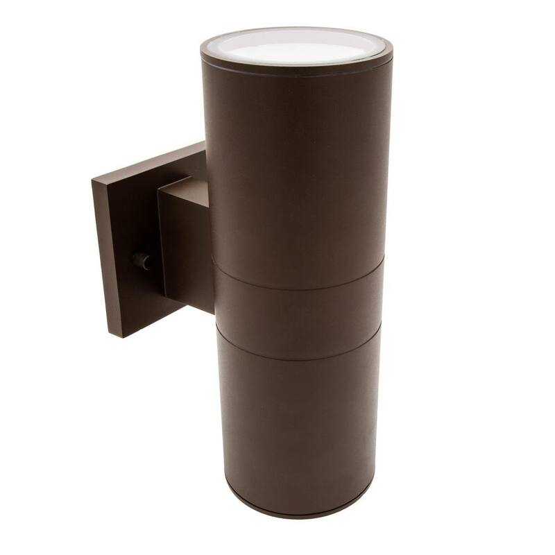 Luz de cilindro de pared LED exterior Maxxima Brown con luz de brazo hacia arriba y hacia abajo - MEL-26100BW