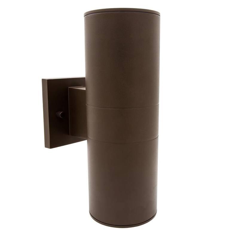 Luz de cilindro de pared LED exterior Maxxima Brown con luz de brazo hacia arriba y hacia abajo - MEL-26100BW