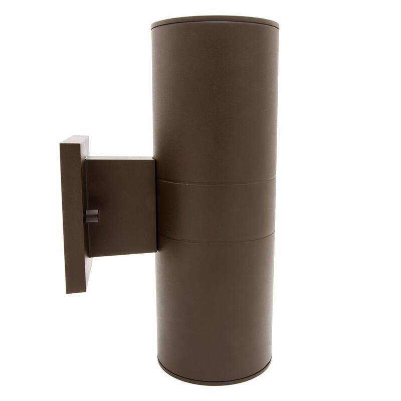 Luz de cilindro de pared LED exterior Maxxima Brown con luz de brazo hacia arriba y hacia abajo - MEL-26100BW