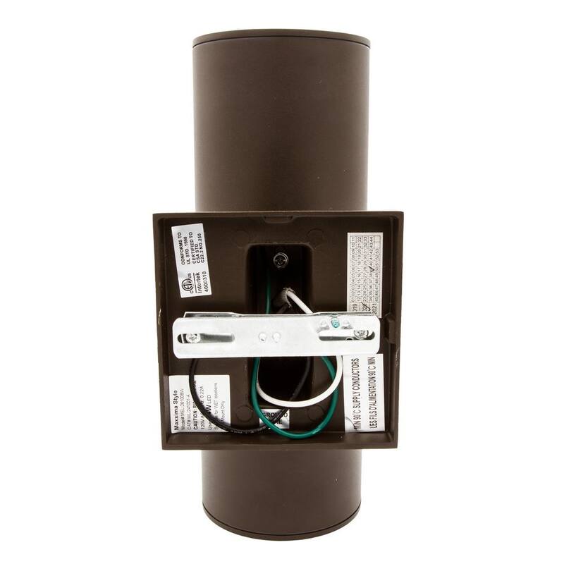 Luz de cilindro de pared LED exterior Maxxima Brown con luz de brazo hacia arriba y hacia abajo - MEL-26100BW