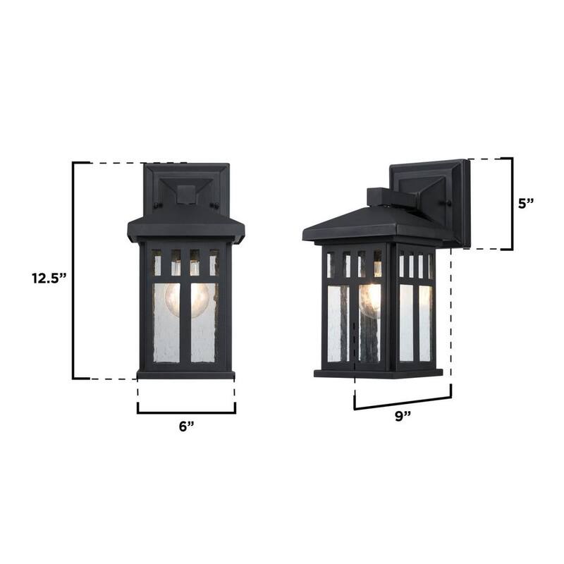 Linterna de pared para exteriores Westinghouse Burnham de 1 luz en negro texturizado con vidrio claro sembrado - 6120800