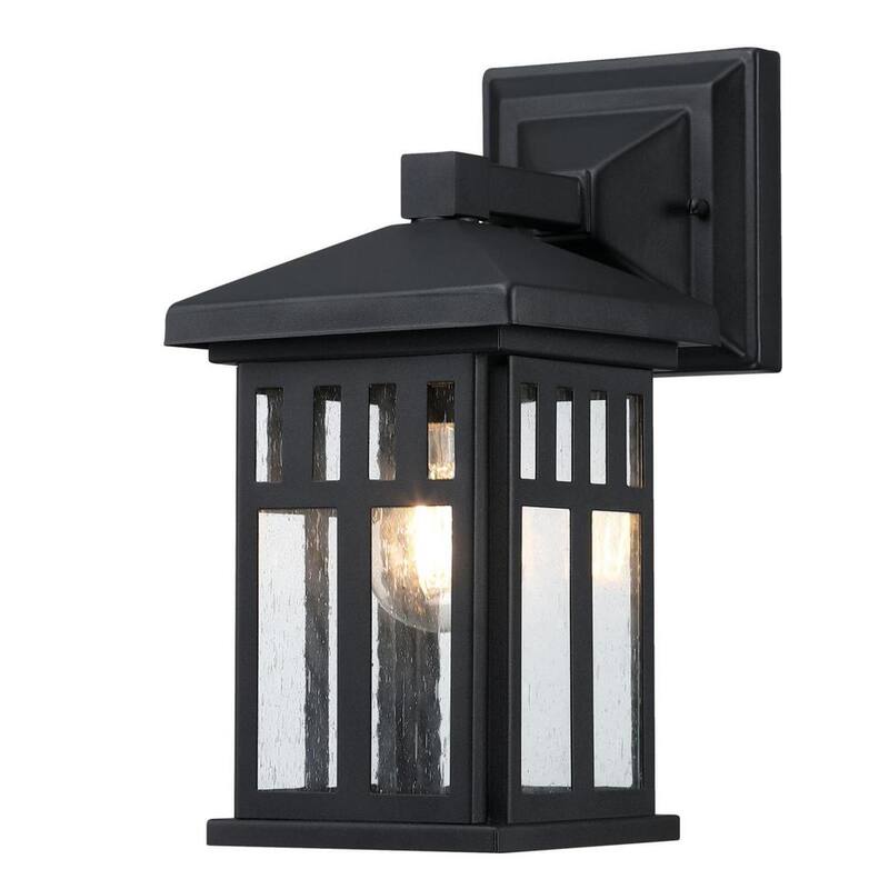 Linterna de pared para exteriores Westinghouse Burnham de 1 luz en negro texturizado con vidrio claro sembrado - 6120800