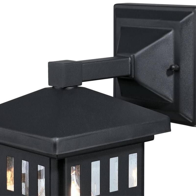 Linterna de pared para exteriores Westinghouse Burnham de 1 luz en negro texturizado con vidrio claro sembrado - 6120800