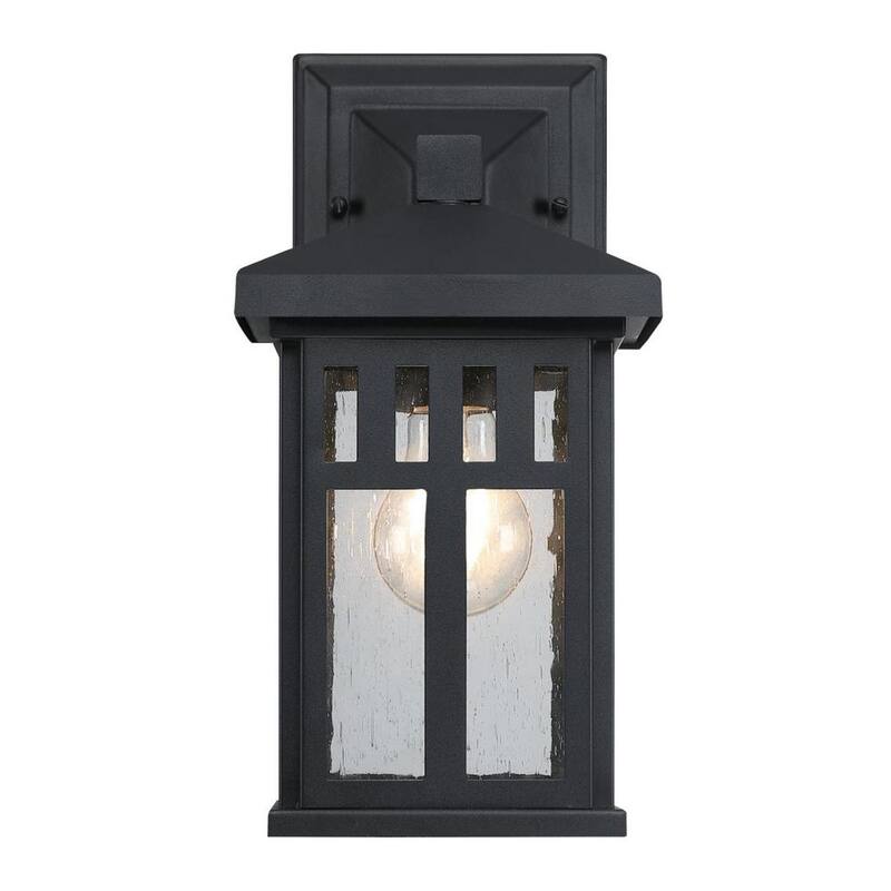 Linterna de pared para exteriores Westinghouse Burnham de 1 luz en negro texturizado con vidrio claro sembrado - 6120800