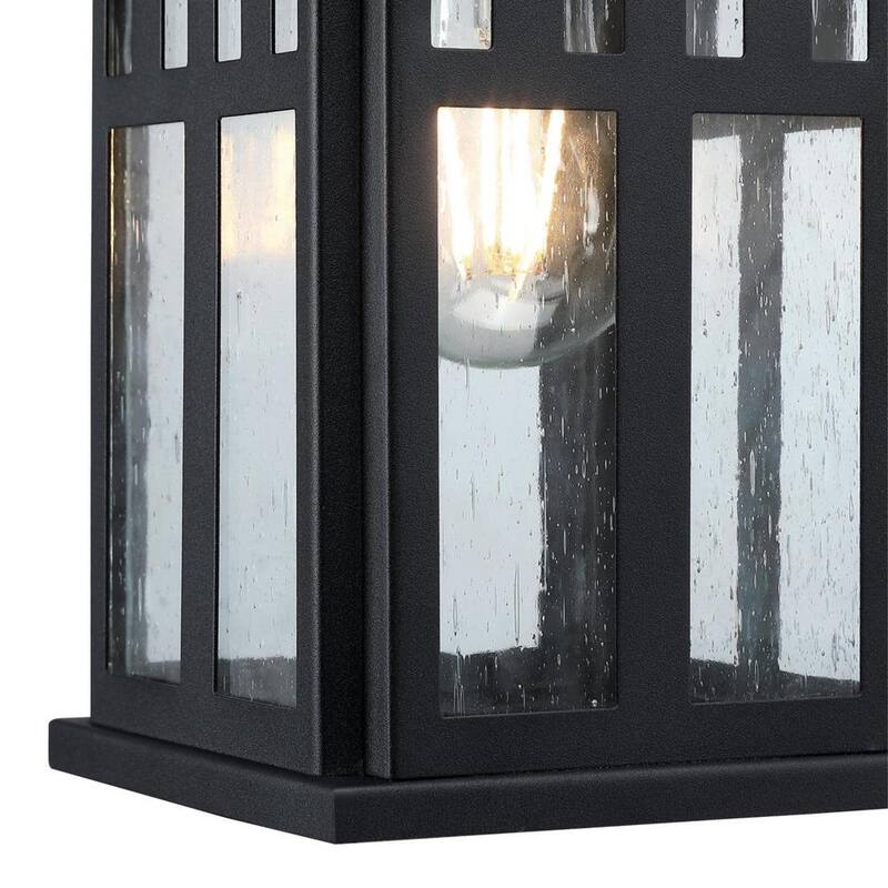 Linterna de pared para exteriores Westinghouse Burnham de 1 luz en negro texturizado con vidrio claro sembrado - 6120800