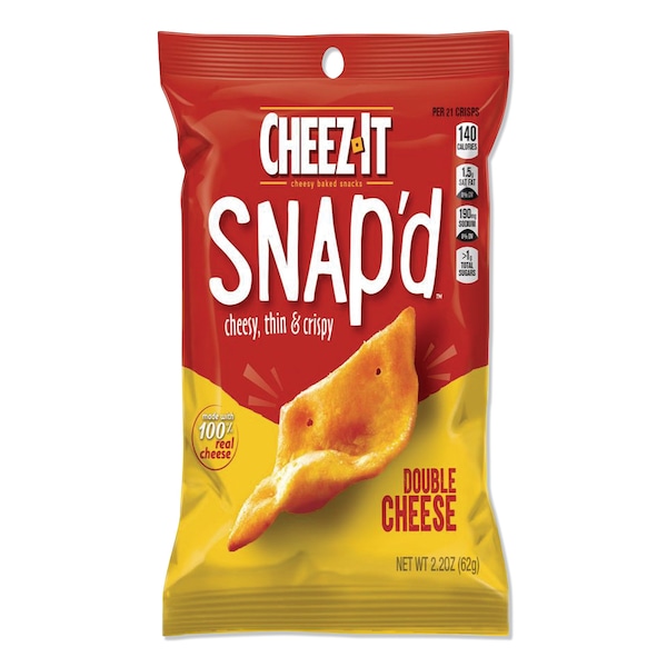 Galletas Sunshine Cheez-it Snap'd, Doble Queso, Bolsa de 2.2 oz, Paquete de 6, 6 Paquetes - KEE11422
