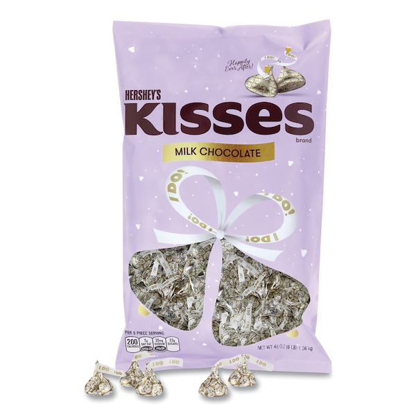Hersheys BESOS de Bodas de Chocolate con Leche, Envolturas Doradas/Corazones Plateados, Bolsa de 48 oz - 13335