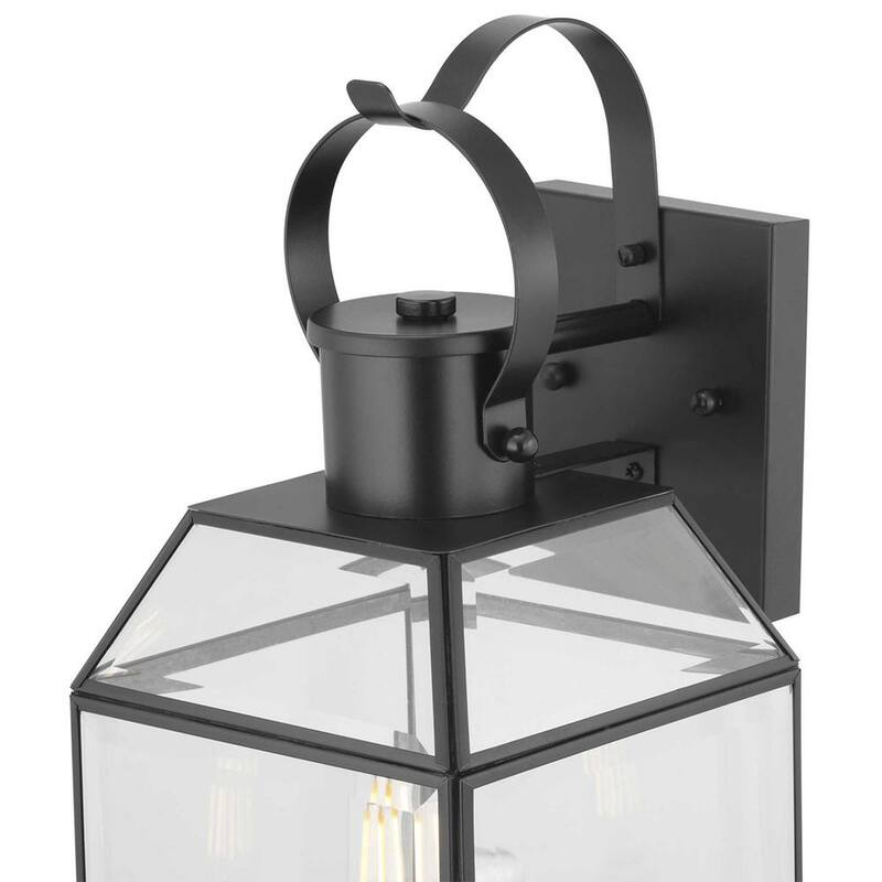 Lámpara de pared exterior Canton Heights de Progress Lighting de 18 pulgadas y 2 luces en negro mate con vidrio biselado claro - P560142-031
